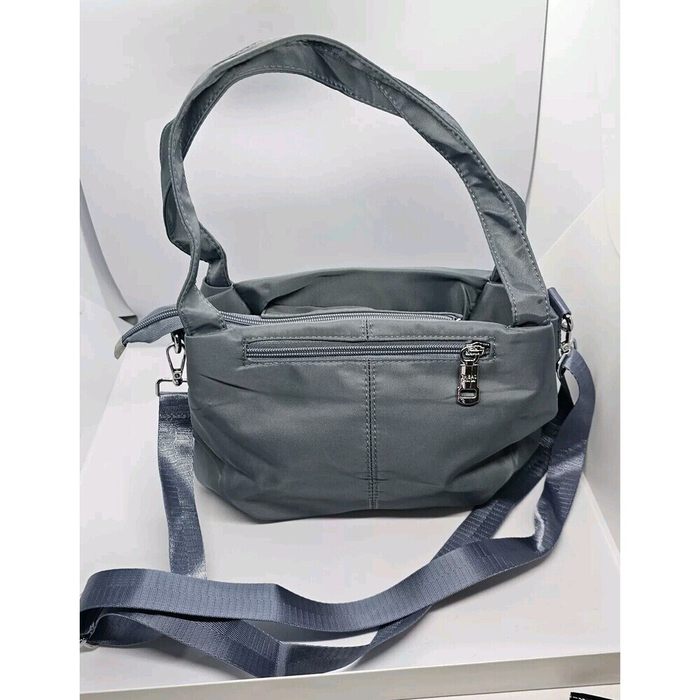 Chibao Multi-Pocket Casual Crossbody Purse‎ Gray Waterproof Nylon Shoulder Bag